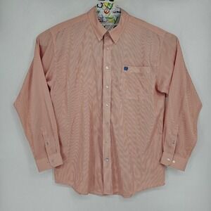 Cinch Shirt Mens XL Western Button Down Cowboy Rodeo Orange White Striped